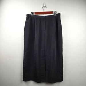 SUSAN GRAVER Chic Midi Skirt Black Womens Size XL Mature‎ Minimalist Neutral